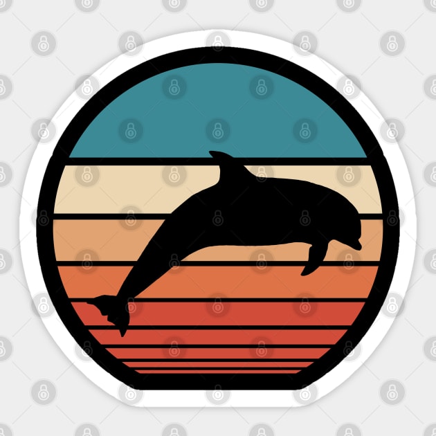 Dolphin Retro Sunset Sticker by FauQy